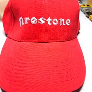 Firestone Tires Adjustable Red Cotton Hat One Size Fits All Racing Mechanic Car